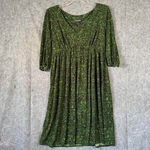 Y2K K Studio Paisley Midi Dress Size 10 Womens Green Brown Babydoll Green Slinky